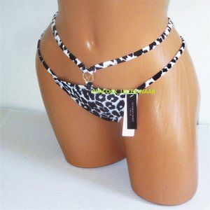 VICTORIA SECRET SWIM Strappy Brazilian Bottom EXTRA-LARGE Black White Leopard XL